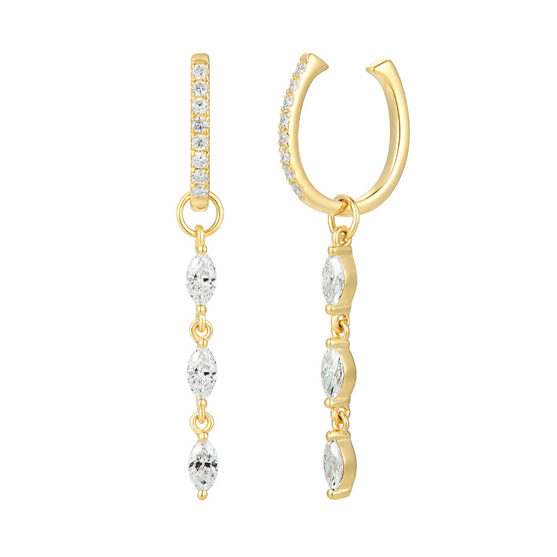 Drop Chain Hoop Earrings