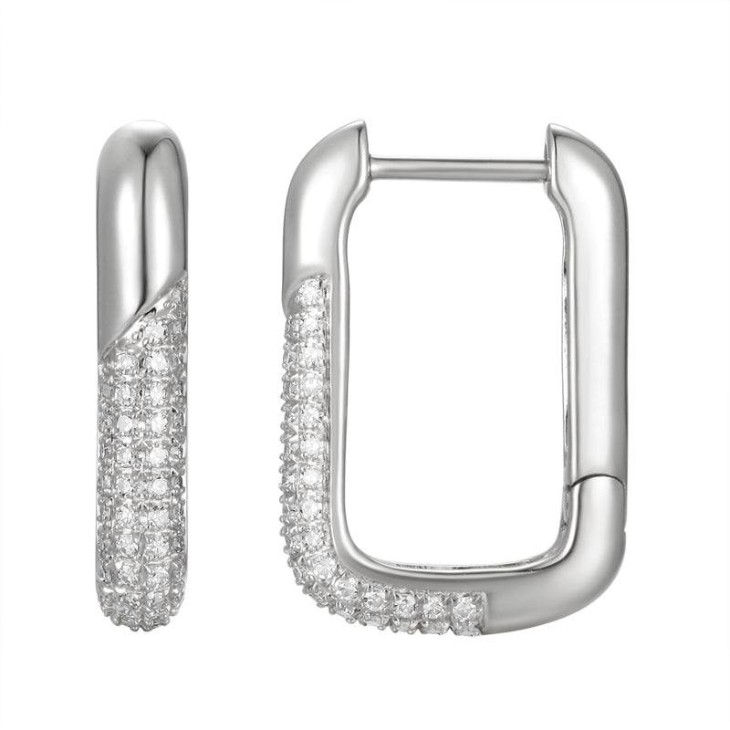 Pave Diamond Hoop Earrings