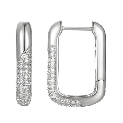 Pave Diamond Hoop Earrings