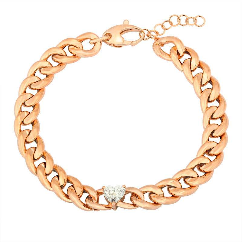 Chain Bracelet with Heart Diamond