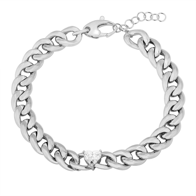 Chain Bracelet with Heart Diamond