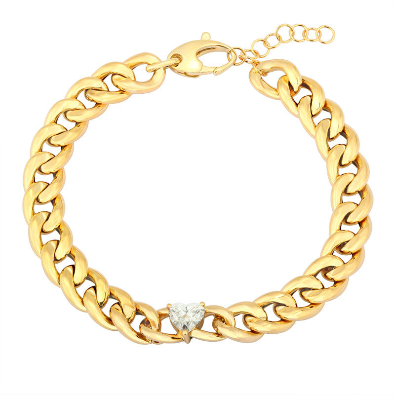 Chain Bracelet with Heart Diamond