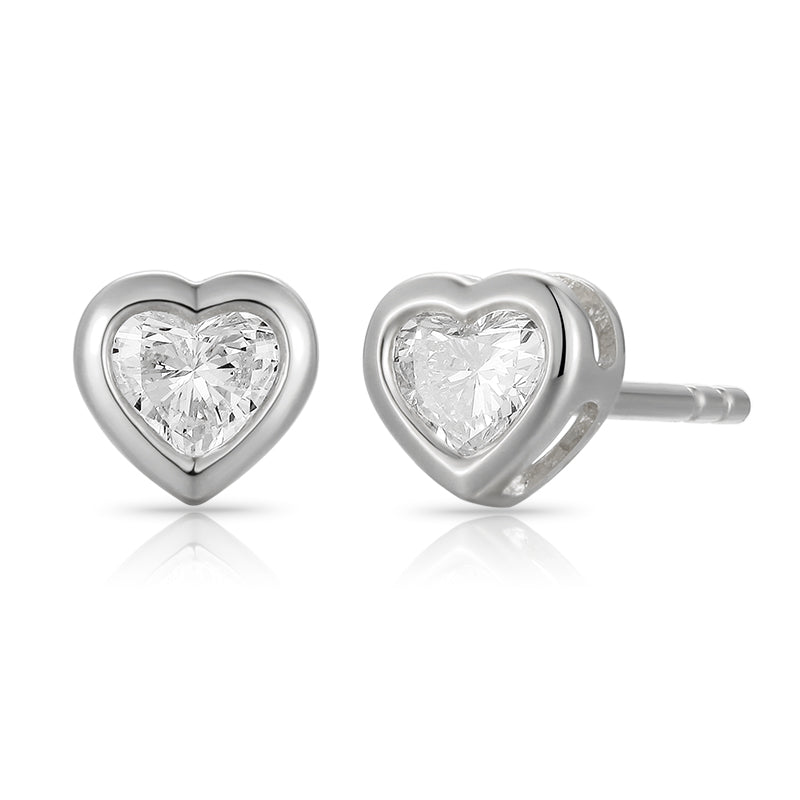 Bezel Shape Heart Ear Stud - Kindspark