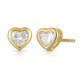 Bezel Shape Heart Ear Stud - Kindspark