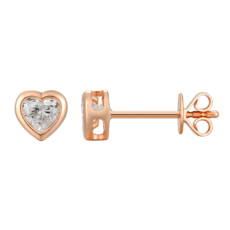 Bezel Set Heart Diamond Ear Stud