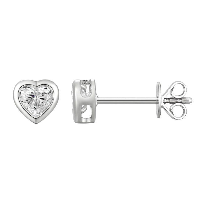 Bezel Set Heart Diamond Ear Stud