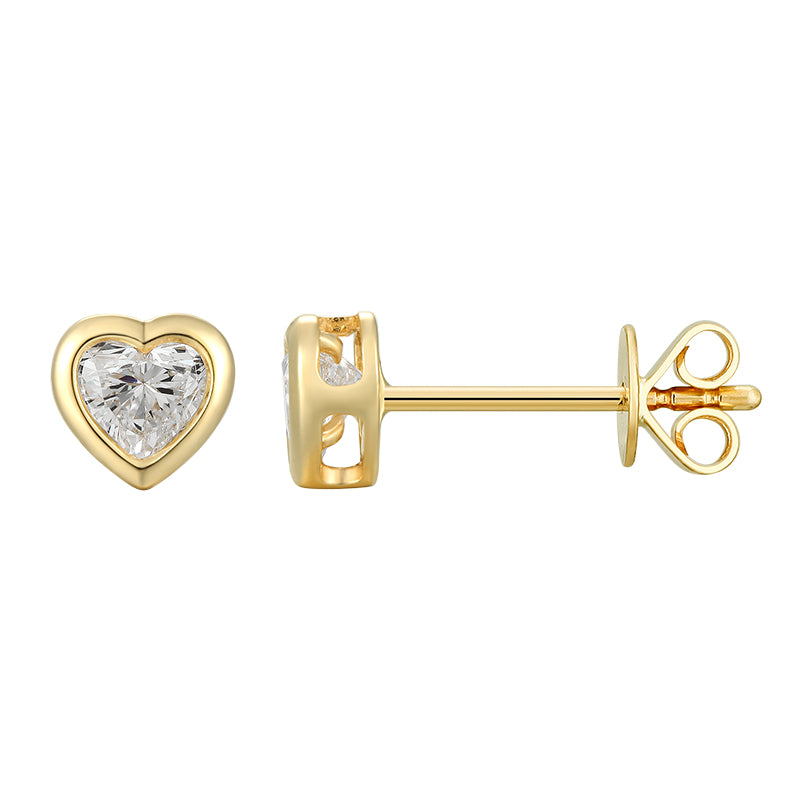 Bezel Set Heart Diamond Ear Stud