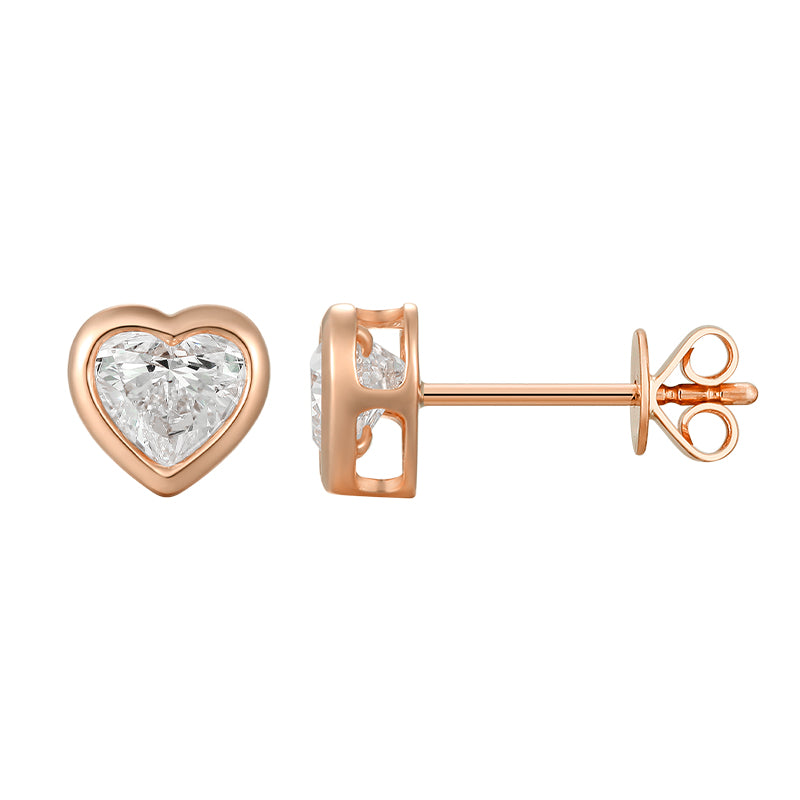 Bezel Set Heart Diamond Ear Stud