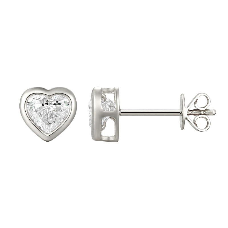 Bezel Set Heart Diamond Ear Stud