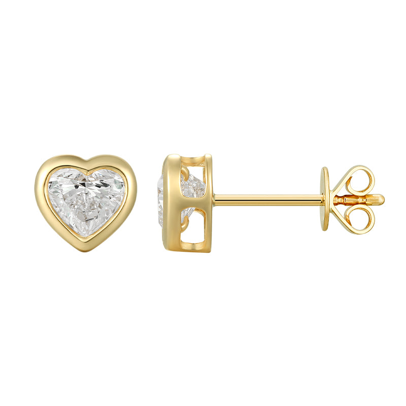Bezel Set Heart Diamond Ear Stud