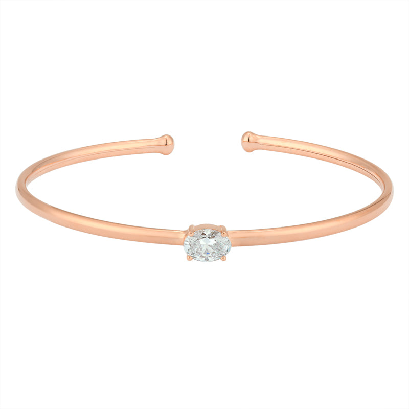 Diamond Open Bangle - Oval Diamond