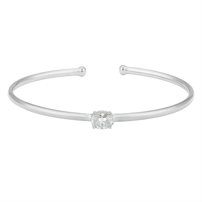 Diamond Open Bangle - Oval Diamond