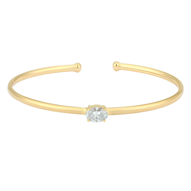 Diamond Open Bangle - Oval Diamond