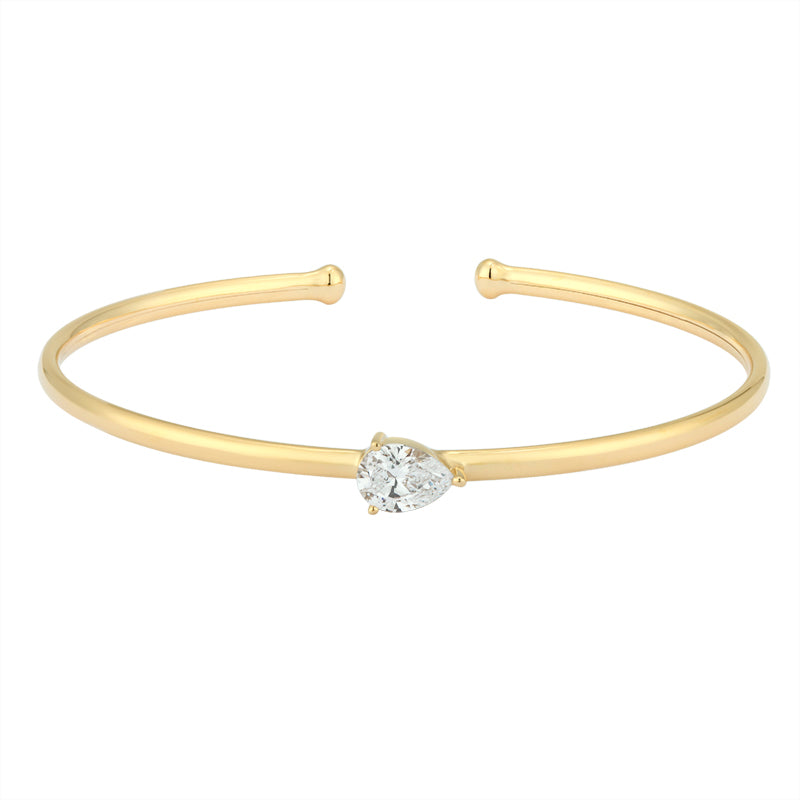Diamond Open Bangle - Pear Shape Diamond