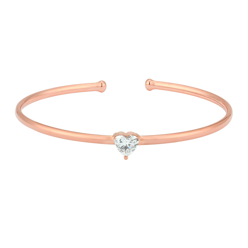 Diamond Open Bangle - Heart Shape Diamond