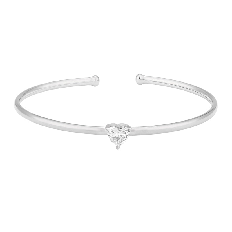 Diamond Open Bangle - Heart Shape Diamond