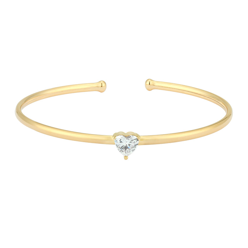 Diamond Open Bangle - Heart Shape Diamond