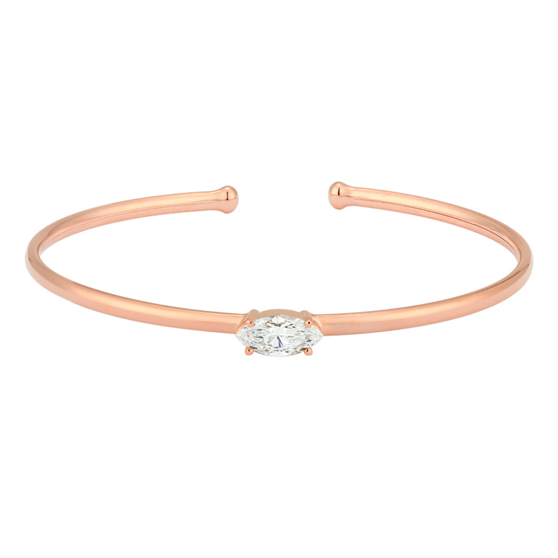 Diamond Open Bangle - Marquise Diamond