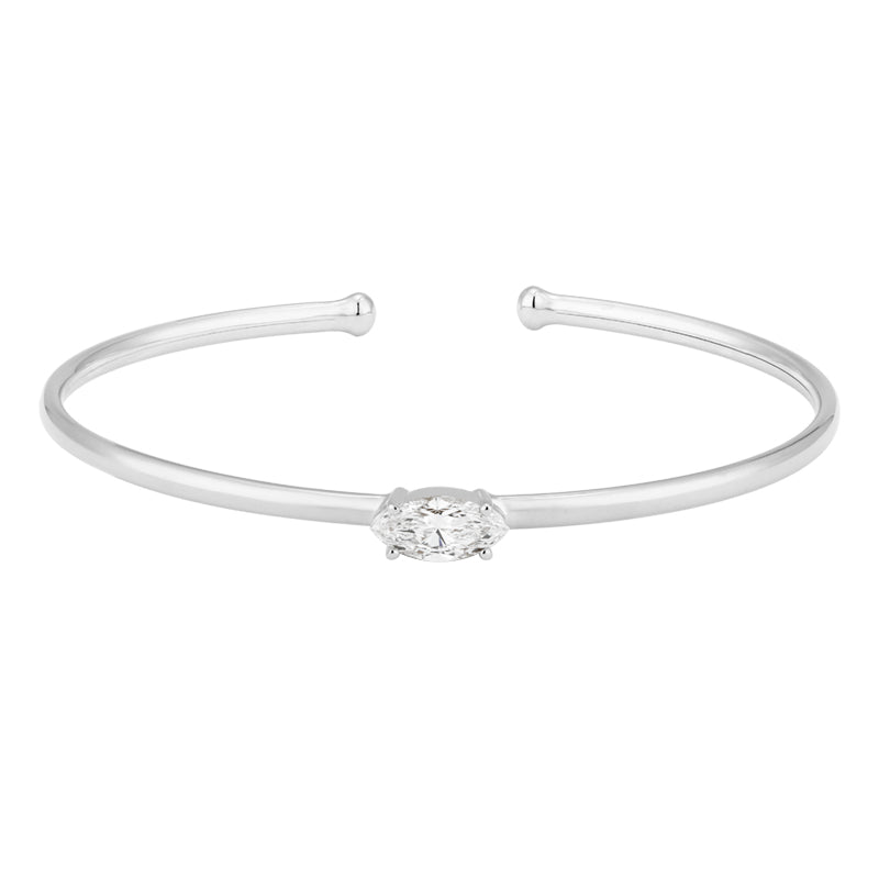 Diamond Open Bangle - Marquise Diamond