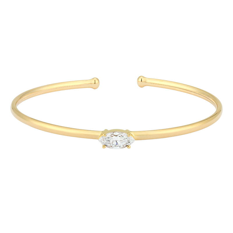 Diamond Open Bangle - Marquise Diamond