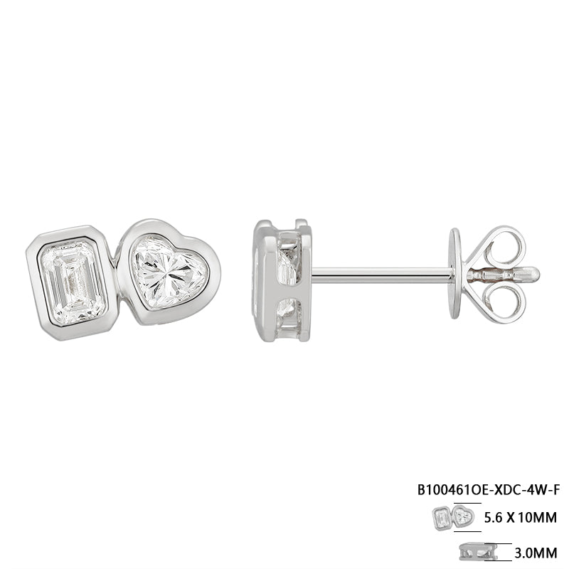 Emerald Cut & Heart-Shaped Diamond Stud Earrings - Kindspark