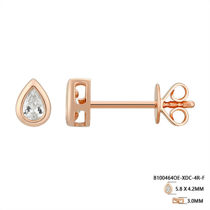 Bezel-Set Pear Shape Diamond Stud Earrings - Kindspark