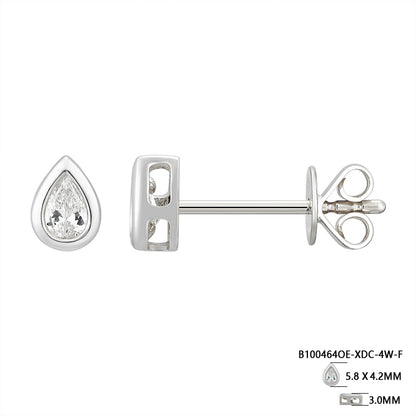 Bezel-Set Pear Shape Diamond Stud Earrings - Kindspark