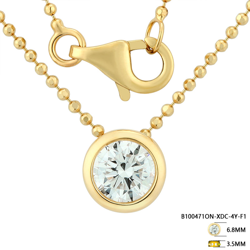Bezel-Set Round Diamond Necklace - Kindspark