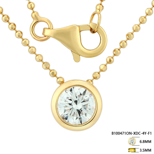 Bezel-Set Round Diamond Necklace - Kindspark