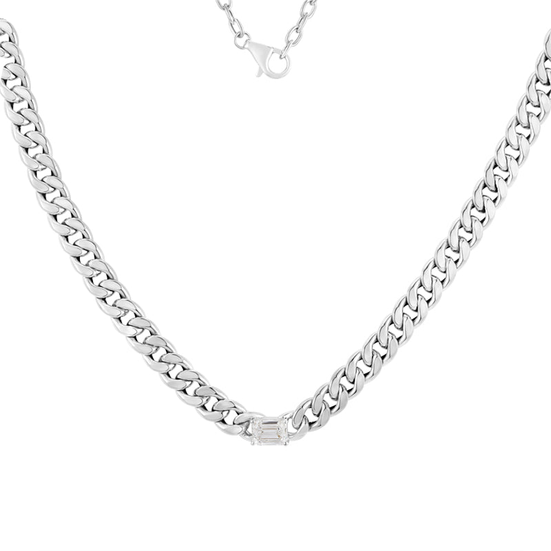 Chain Necklace with Emerald Diamond