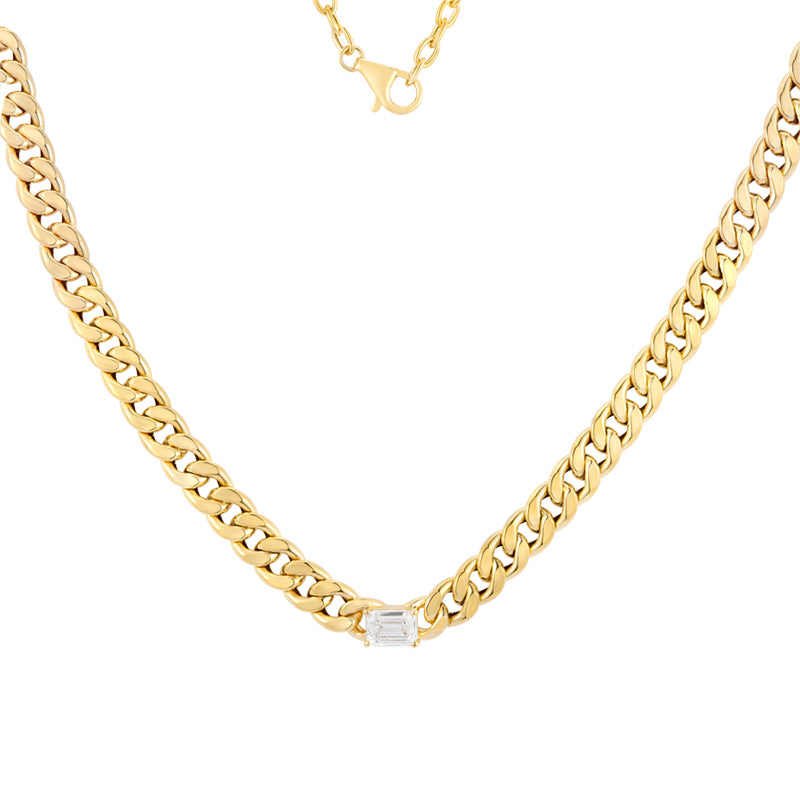Chain Necklace with Emerald Diamond