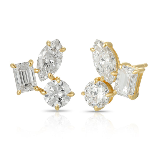 Mixed Cut Diamond Stud Earrings - Kindspark