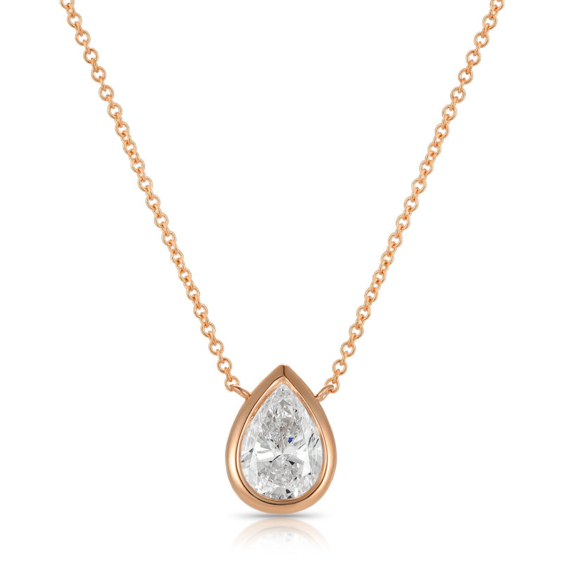 Bezel-Set Pear Diamond Necklace - Kindspark
