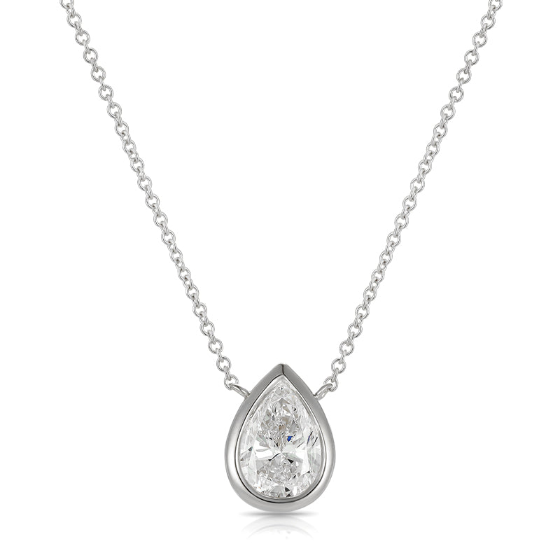 Bezel-Set Pear Diamond Necklace - Kindspark