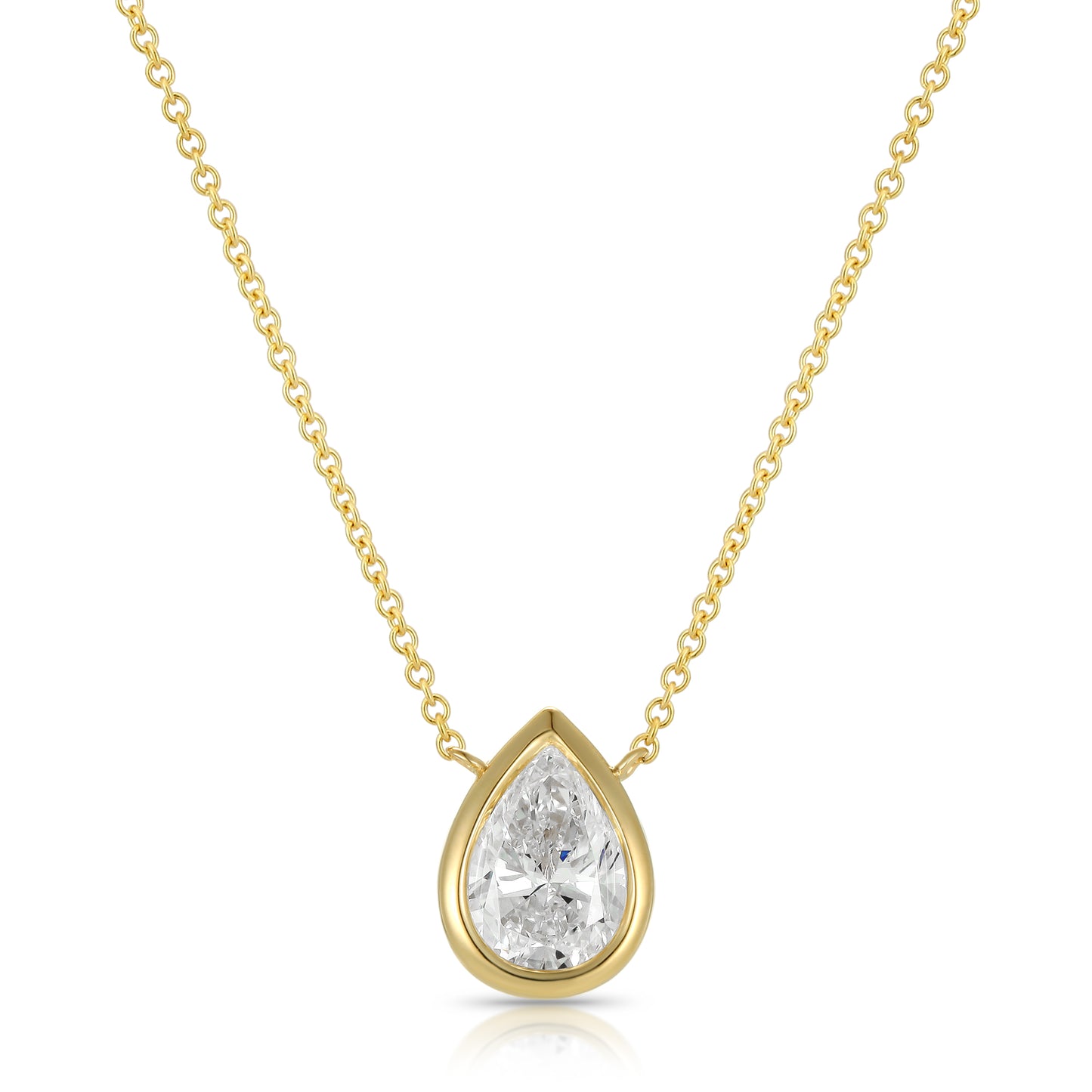 Bezel-Set Pear Diamond Necklace - Kindspark