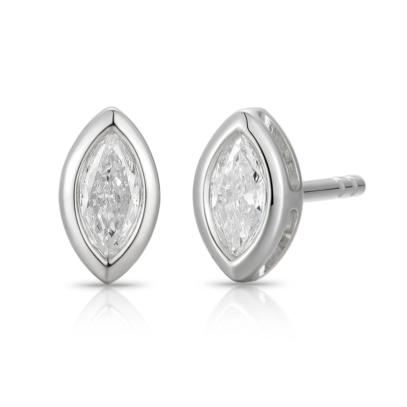 Bezel Shape Marquise Ear Stud - Kindspark