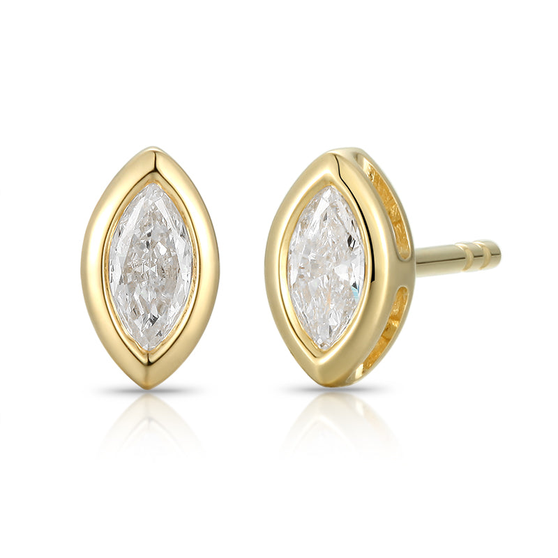Bezel Shape Marquise Ear Stud - Kindspark