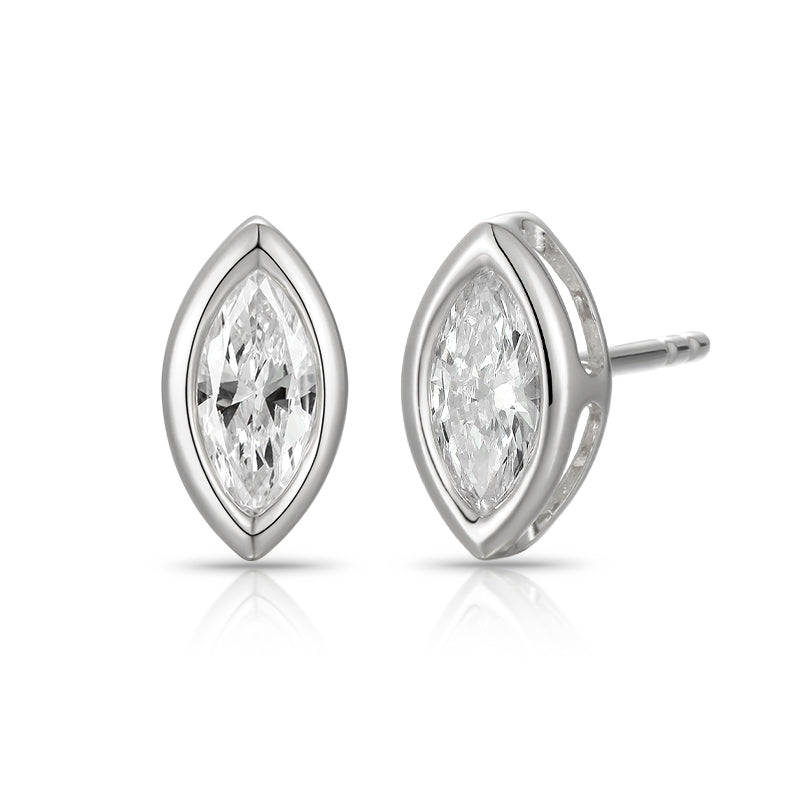 Bezel Shape Marquise Ear Stud - Kindspark