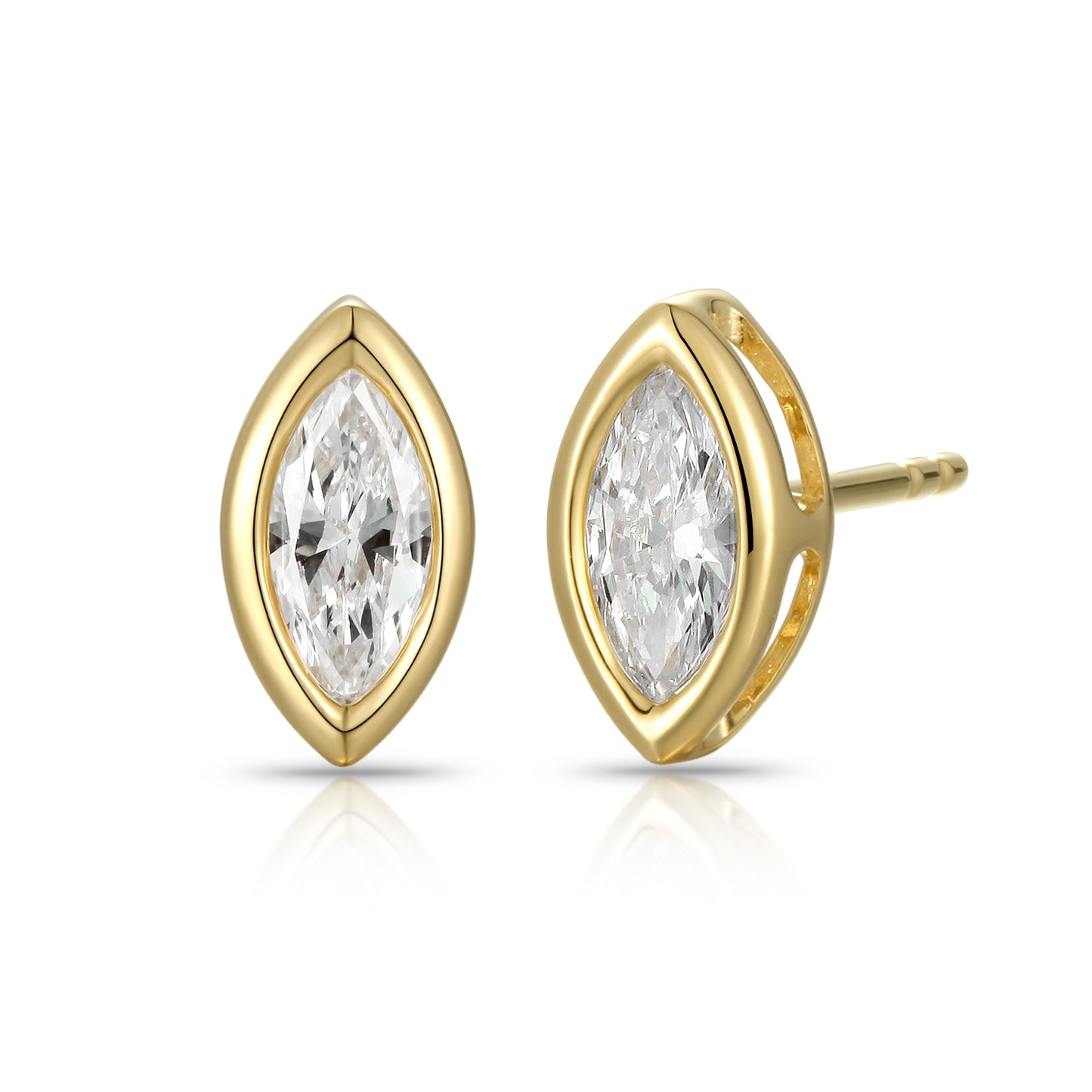 Bezel Shape Marquise Ear Stud - Kindspark