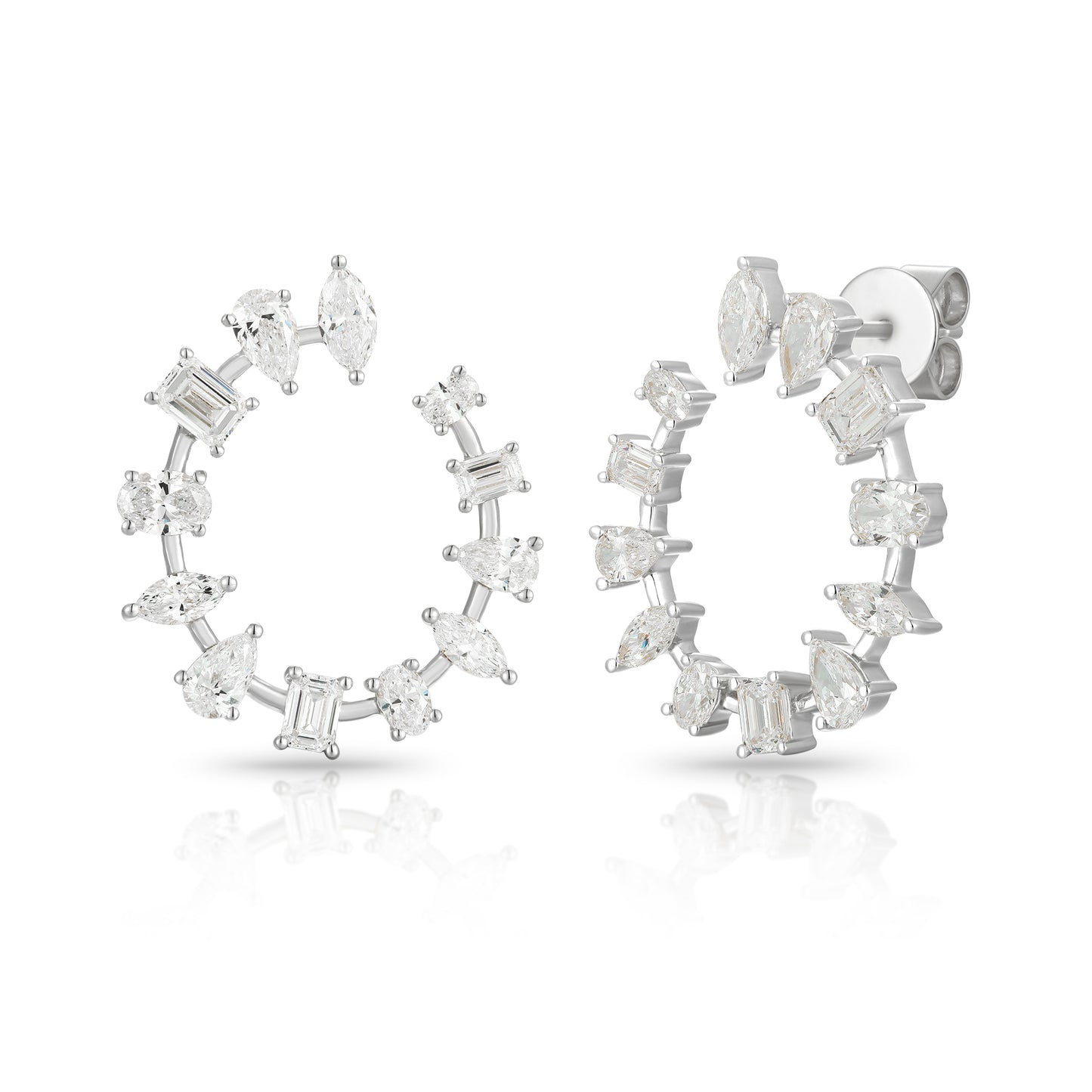 Multi-shape brilliant cut diamond hoop earrings - Kindspark