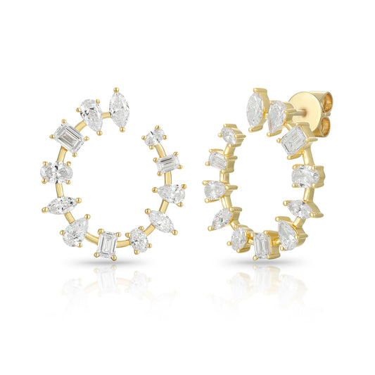 Multi-shape brilliant cut diamond hoop earrings - Kindspark