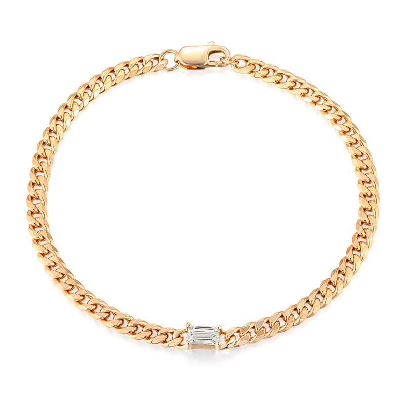 Chain bracelet with emerald cut diamond - Kindspark