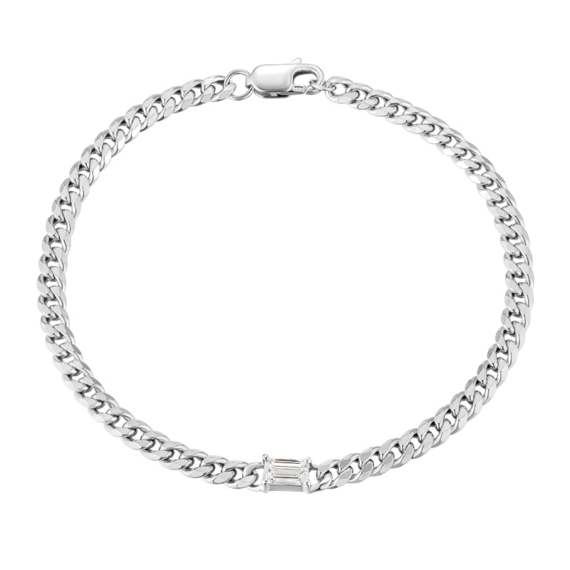 Chain bracelet with emerald cut diamond - Kindspark