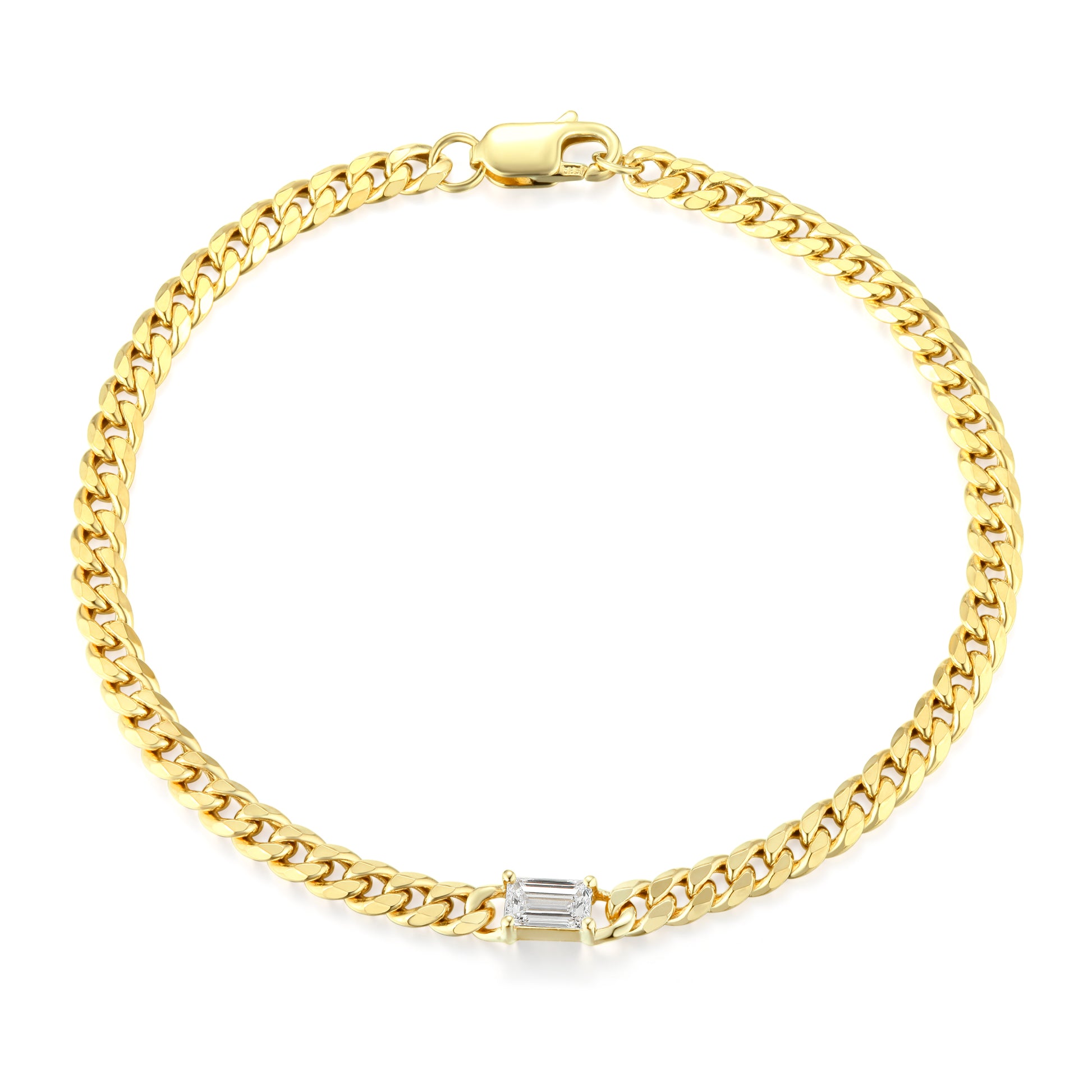 Chain bracelet with emerald cut diamond - Kindspark