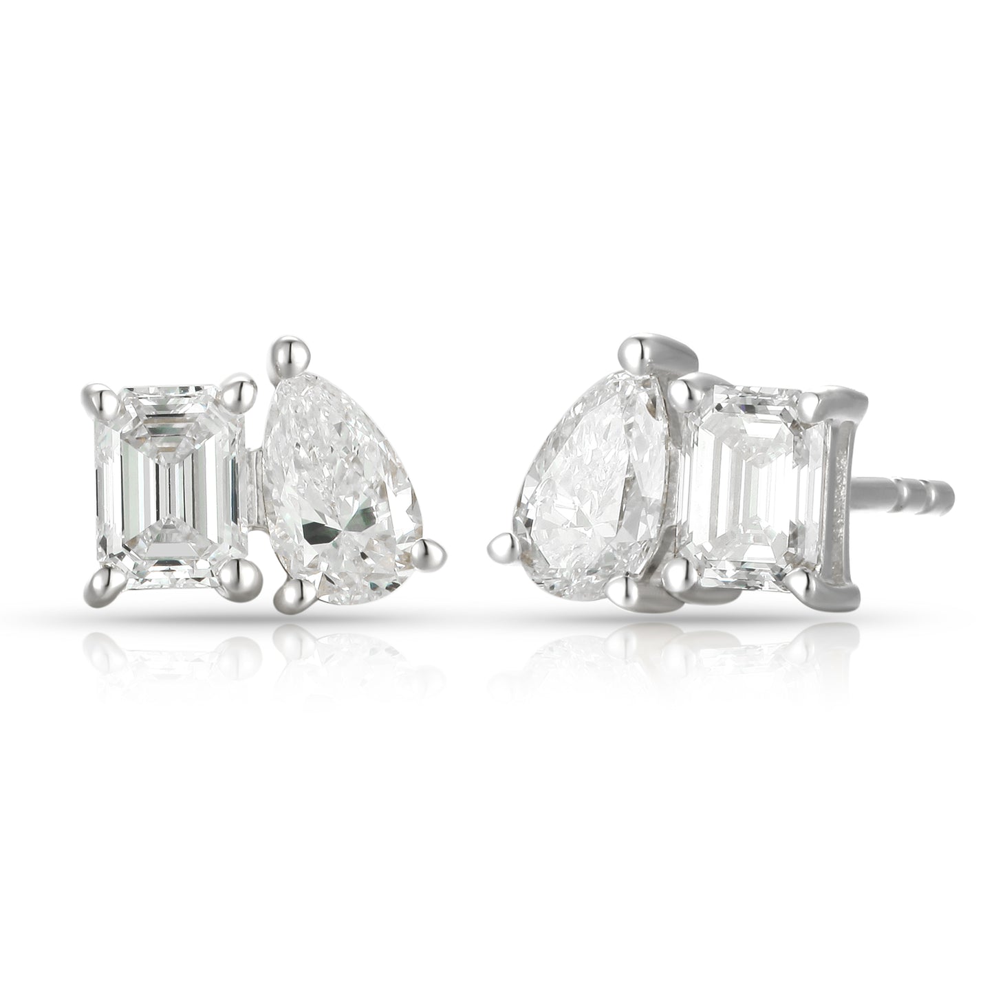 Emerald & Pear Cut Diamond Stud earrings - Kindspark