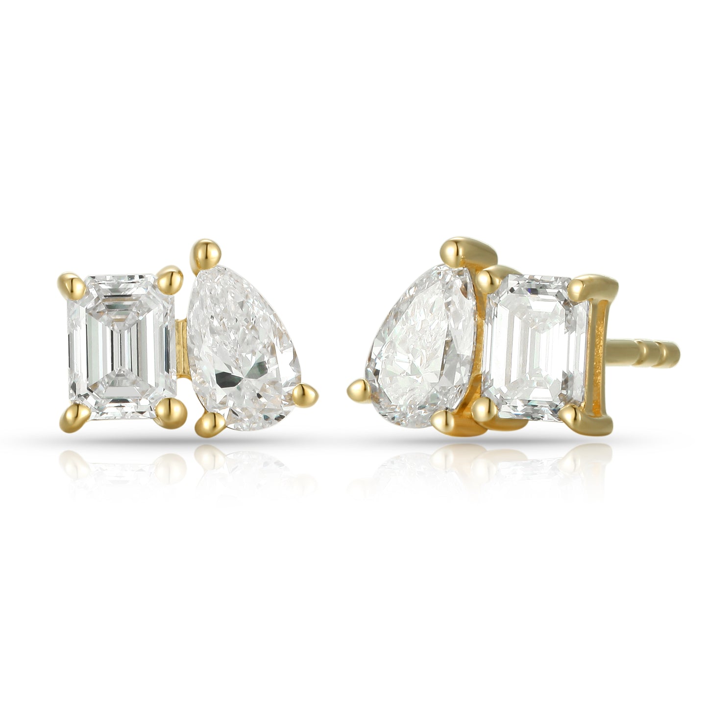 Emerald & Pear Cut Diamond Stud earrings - Kindspark
