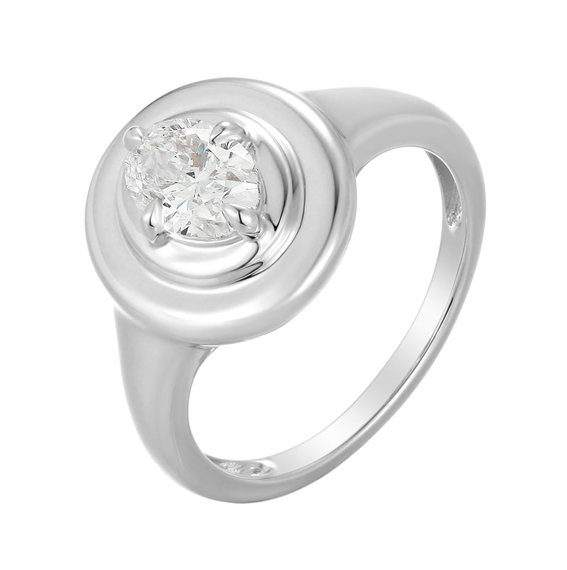 Bezel Set Signet Ring - Oval Diamond