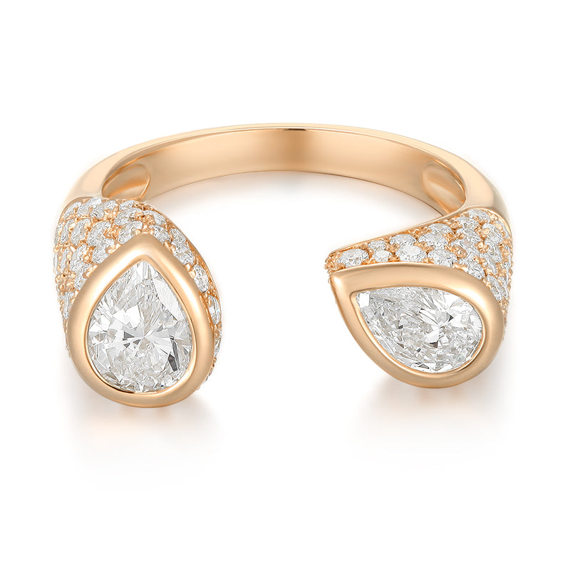 Open Ring - Round and Pear cut Diamond - Kindspark