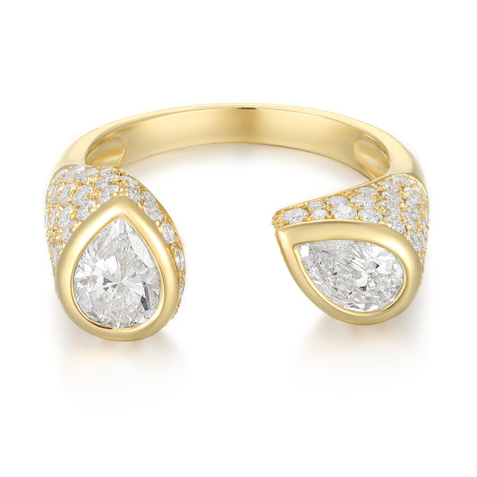 Open Ring - Round and Pear cut Diamond - Kindspark