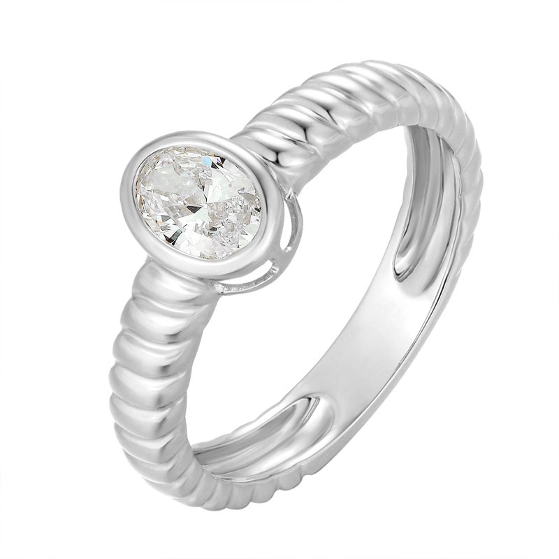 Oval Diamond Bezel Ring